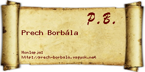 Prech Borbála névjegykártya